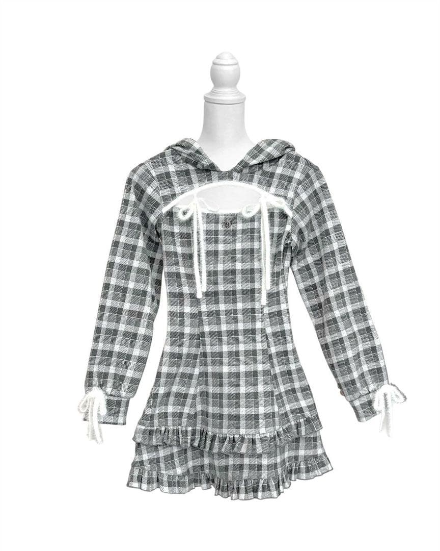 HONEY MEW フリルチェックパーカーワンピ - メルカリ