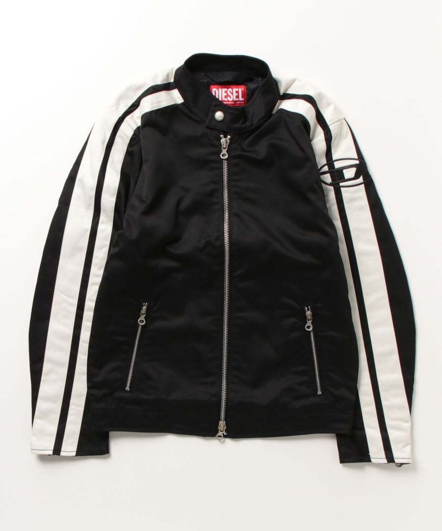 DIESEL ジャケット ブラック DIESEL (ディーゼル) デニム レザーコンビネーション ジップ ブルゾン