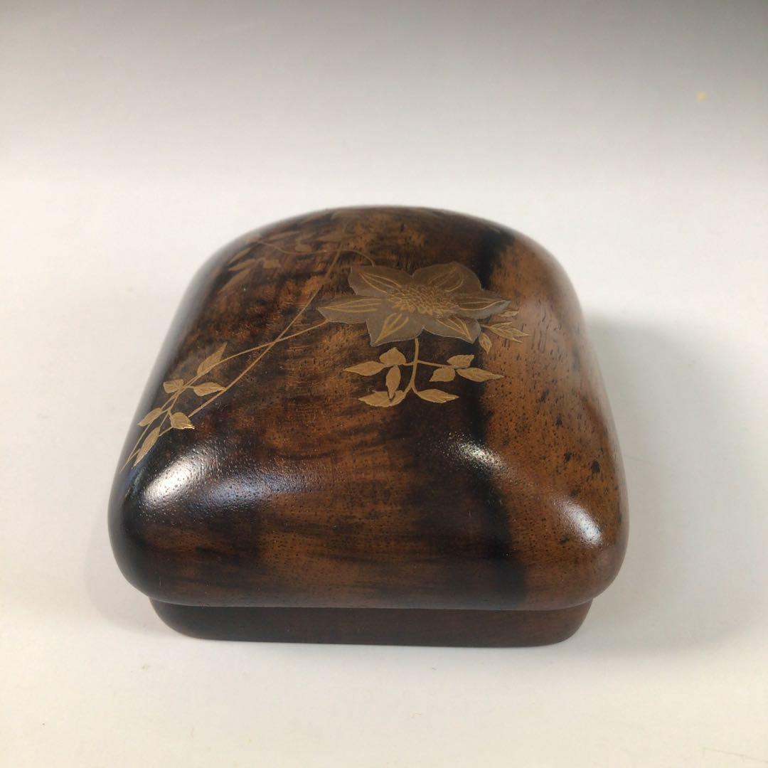 R836 香合 『坂田峰俊作』『鉄線蒔絵』『琳派香合』 共箱 茶道具