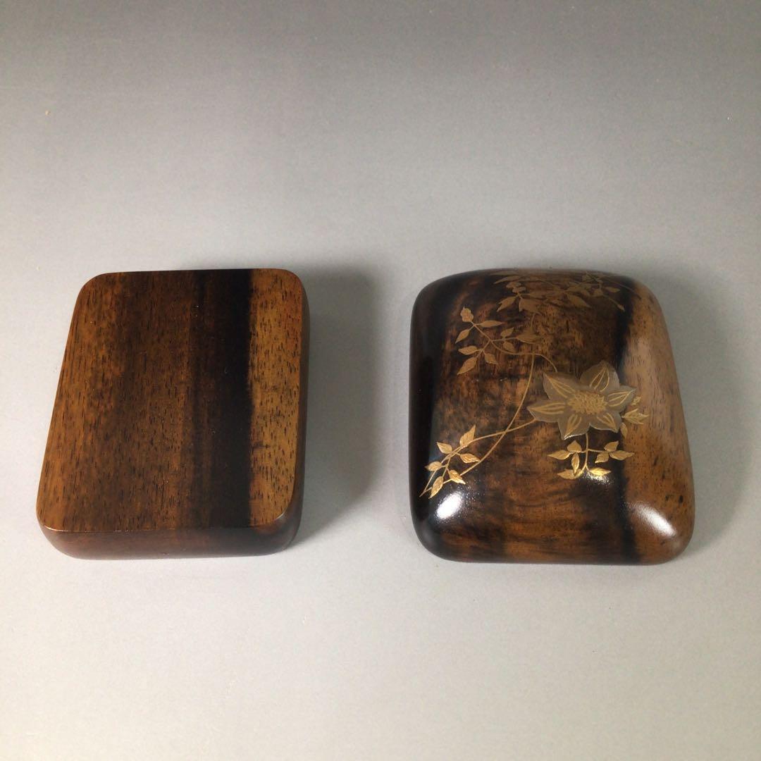 R836 香合 『坂田峰俊作』『鉄線蒔絵』『琳派香合』 共箱 茶道具