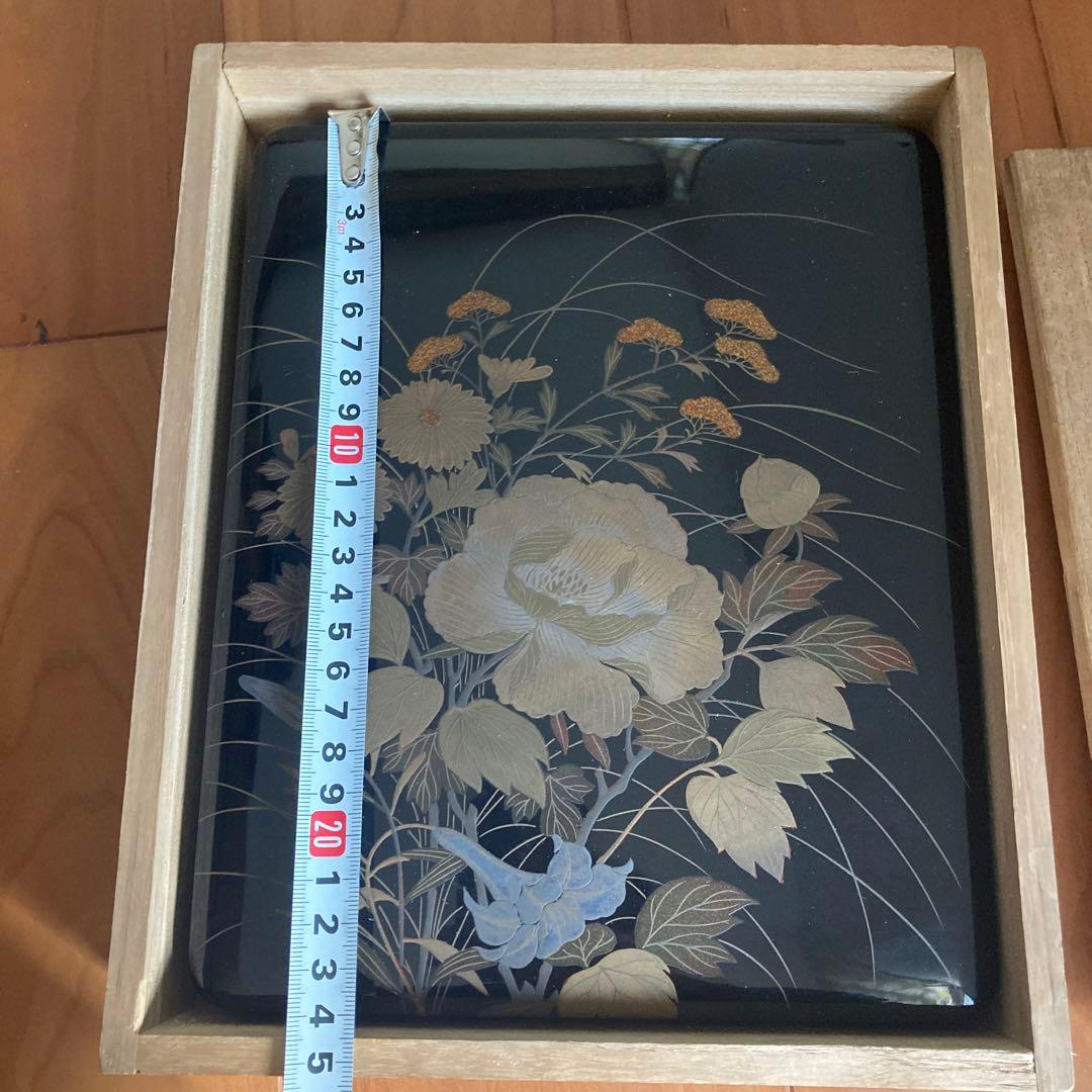 草花蒔絵 硯箱 平安象彦作 書道具