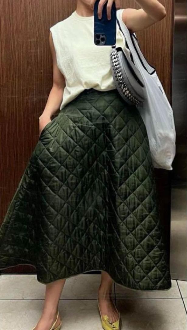 マディソンブルー キルティング フレア スカート ロングスカート