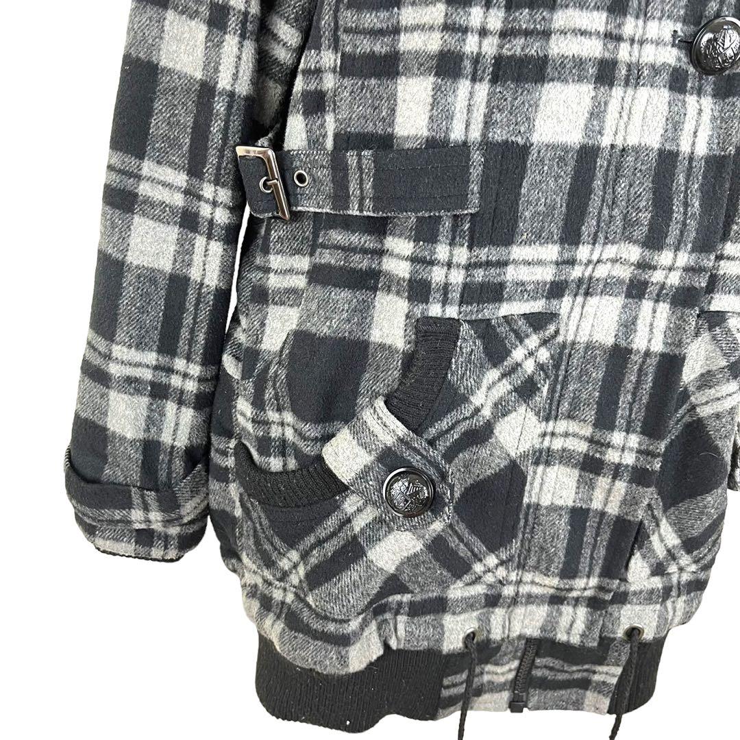 CRAZY ANGEL レディース サイズL ブラック チェック柄 コート - メルカリ