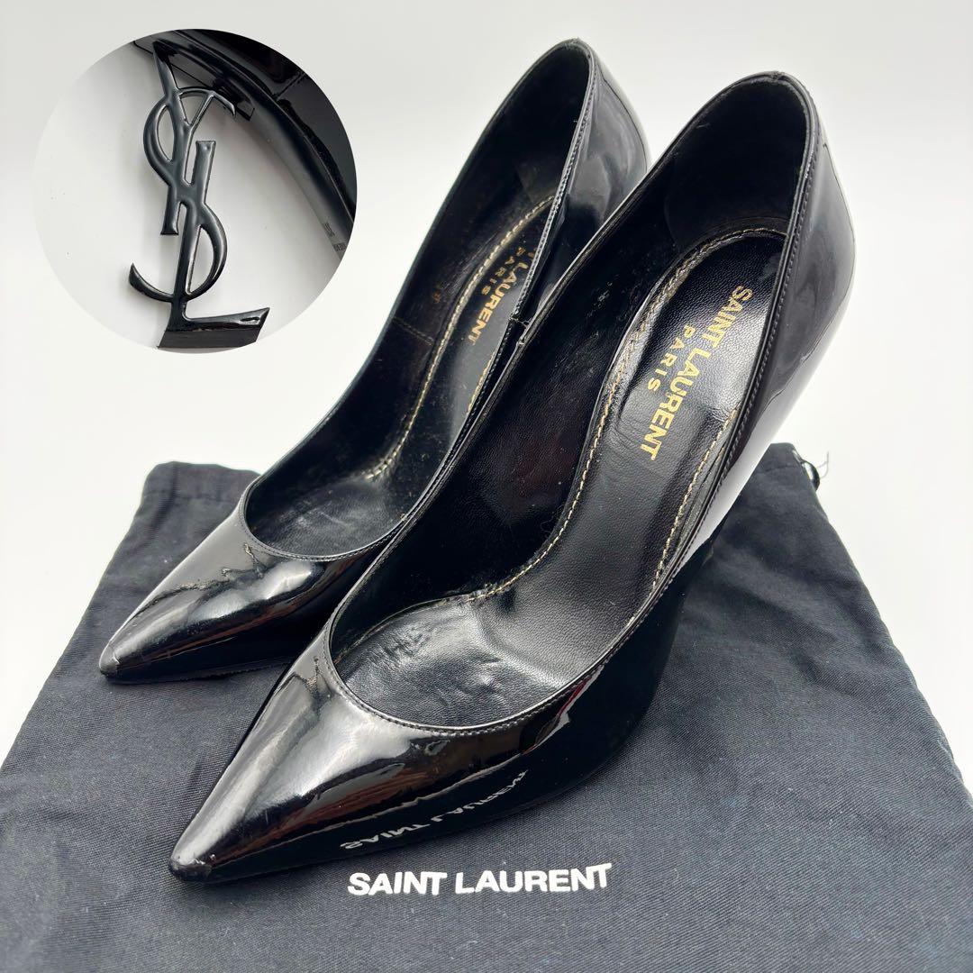 サンローランパリ ヒールパンプス オピウム カサンドラ パテントレザー 💛🖤👠 @ysl #去年買ってずっと眠ってた靴 #saintlaurent#サンローラン