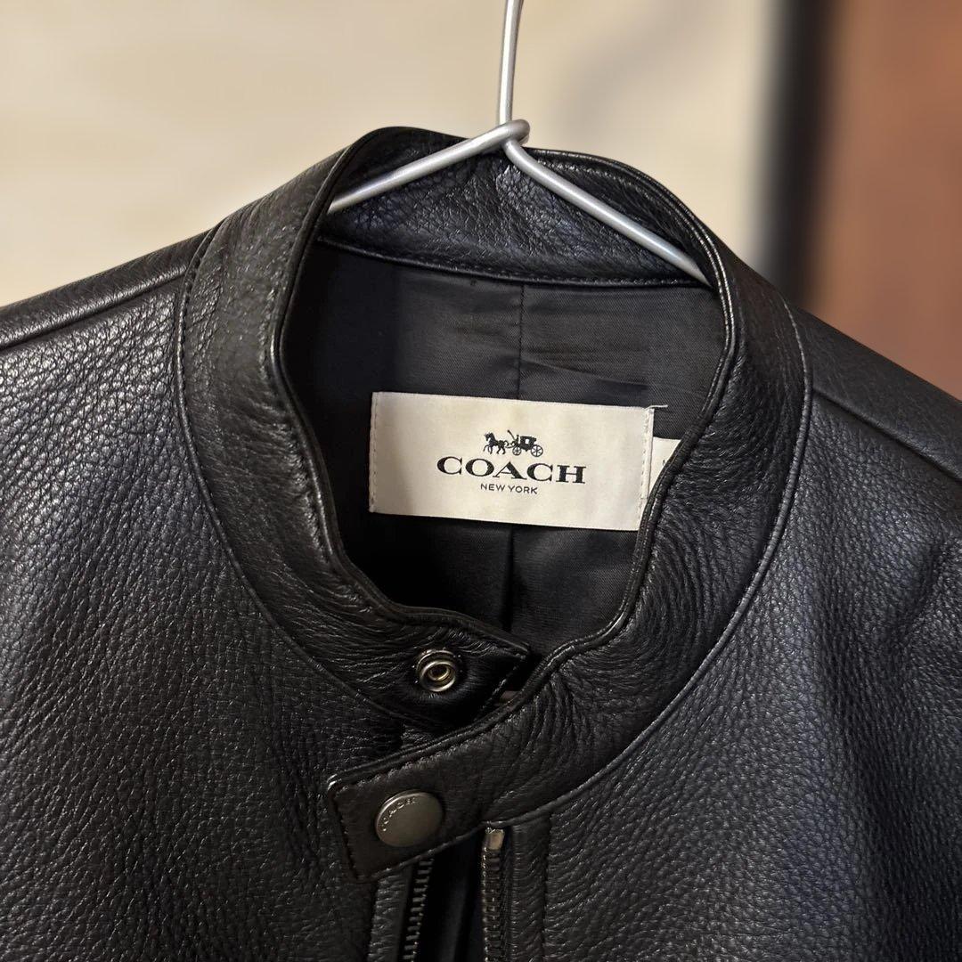 美品】coach コーチブラックレザーシングルライダースジャケット牛革