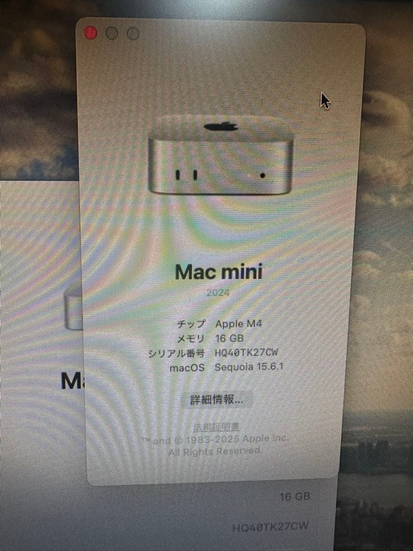 Macデスクトップ Apple Mac mini 2024 M4 16GB 256GB SSD