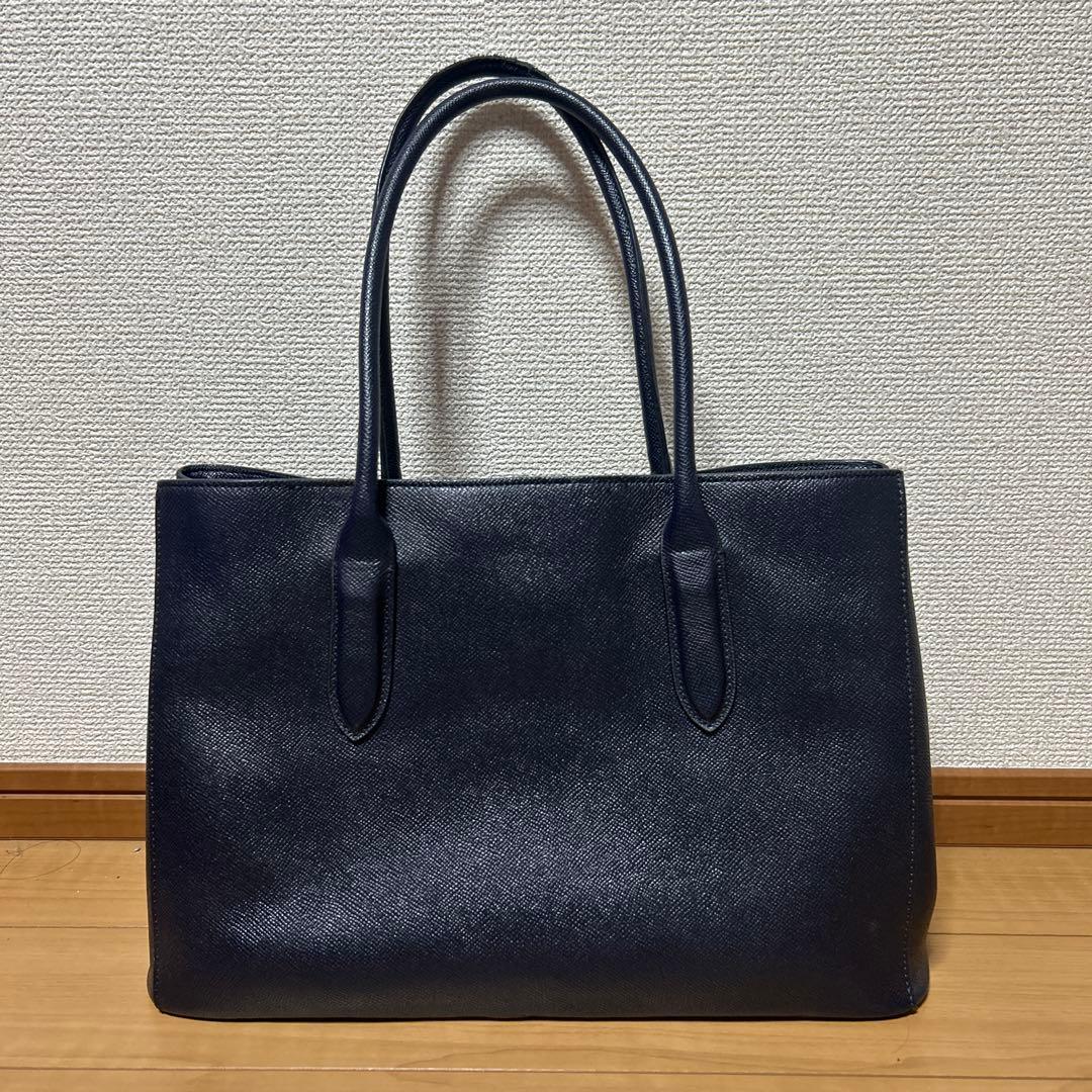 COACH ネイビー トートバッグ ハンドバッグ レザー - メルカリ