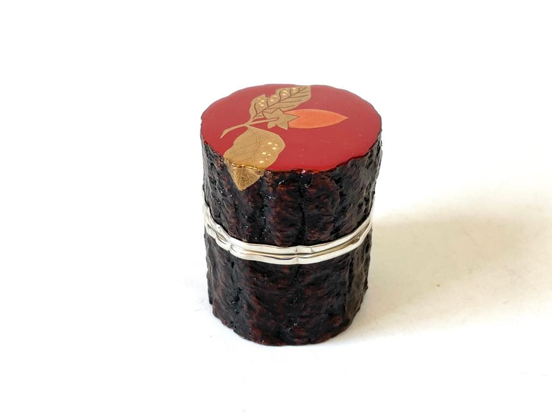 茶道具中村宗悦作玄々斎好金蒔絵筆柿香合共布共箱V7088