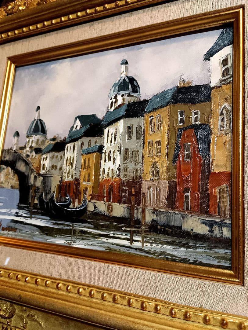 黒沢久 ベニス ベネチア 油彩 サイン イタリア ゴールド 水の都 華芳