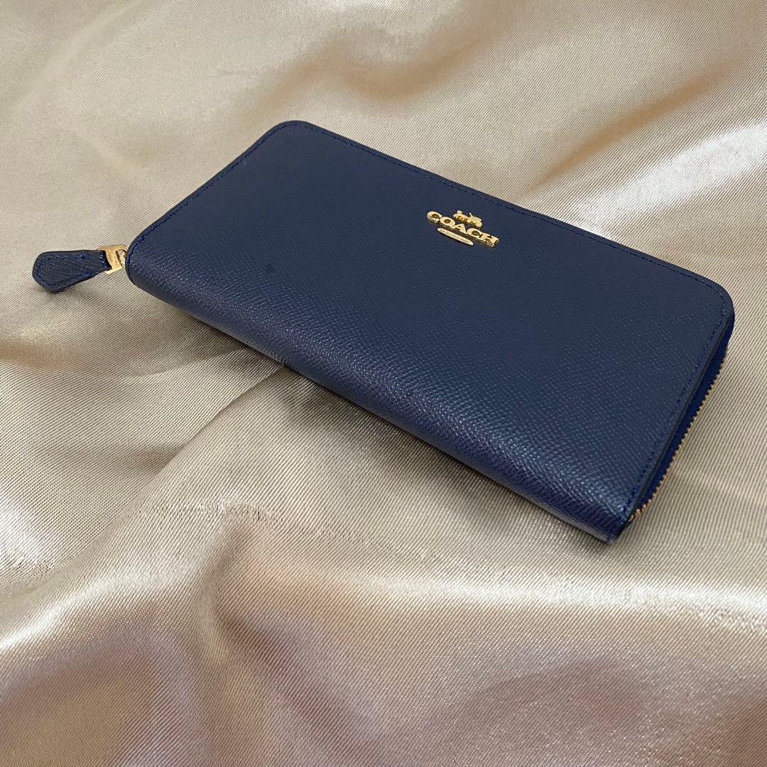 COACH コーチ ネイビー レザー 長財布 レディース 財布 - メルカリ