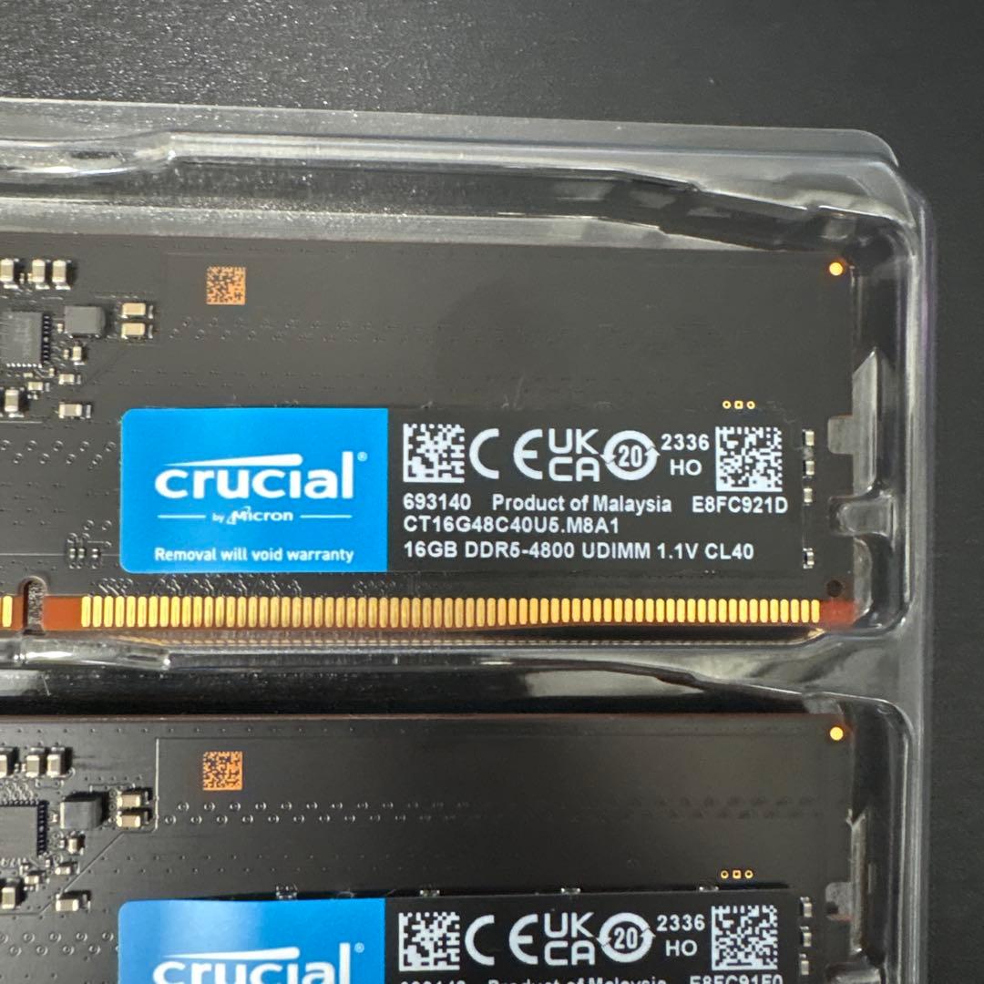 crucial 32GB 16GBx2枚 DDR5-4800 UDIMM メモリ