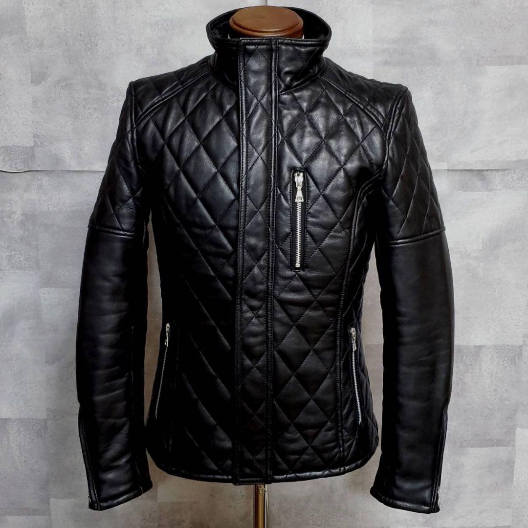 極美品 M ブラックバイバンキッシュ キルティングレザージャケット 黒