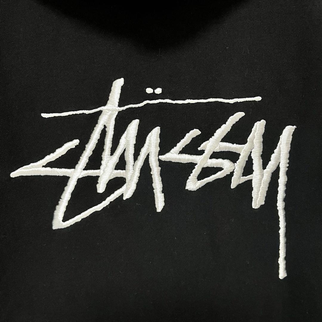STUSSY】 ステューシー 両面刺繍ロゴ パーカー 黒 L ☆希少デザイン