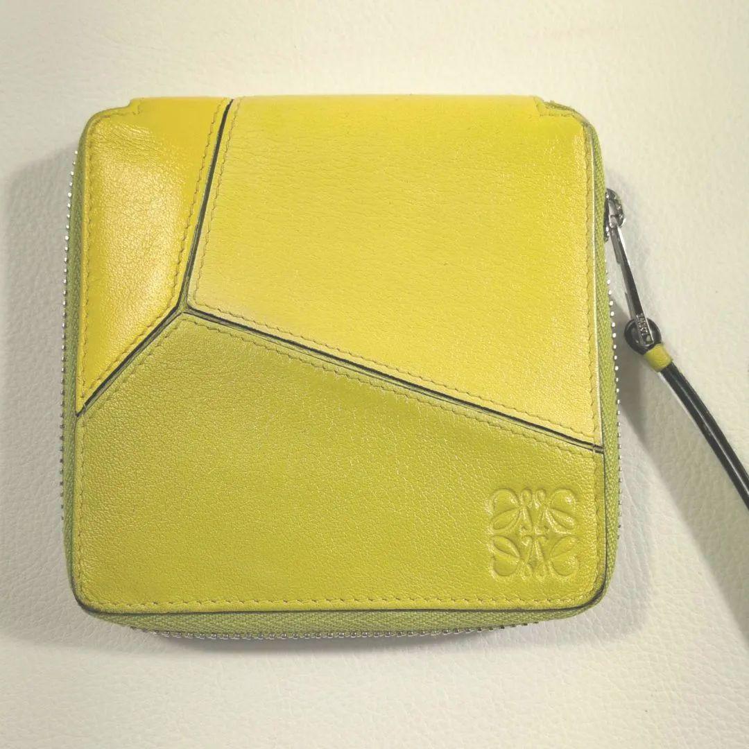 極美品】LOEWE パズル コンパクト2つ折り 財布 ラウンドジップイエロー