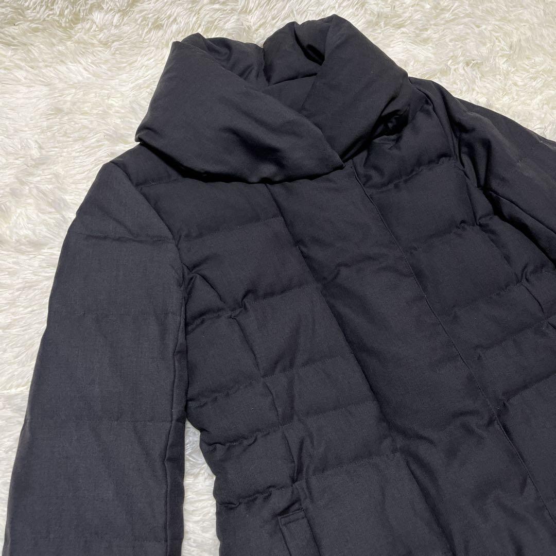 23区 ロングダウンコート ダークグレー 38 ショールカラー 女優襟