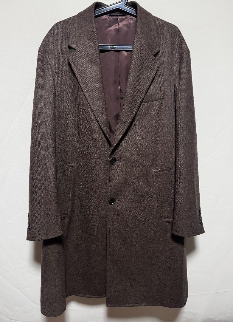 GOOVI ウールカシミヤソフトツイードシングルチェスターコート サイズ2