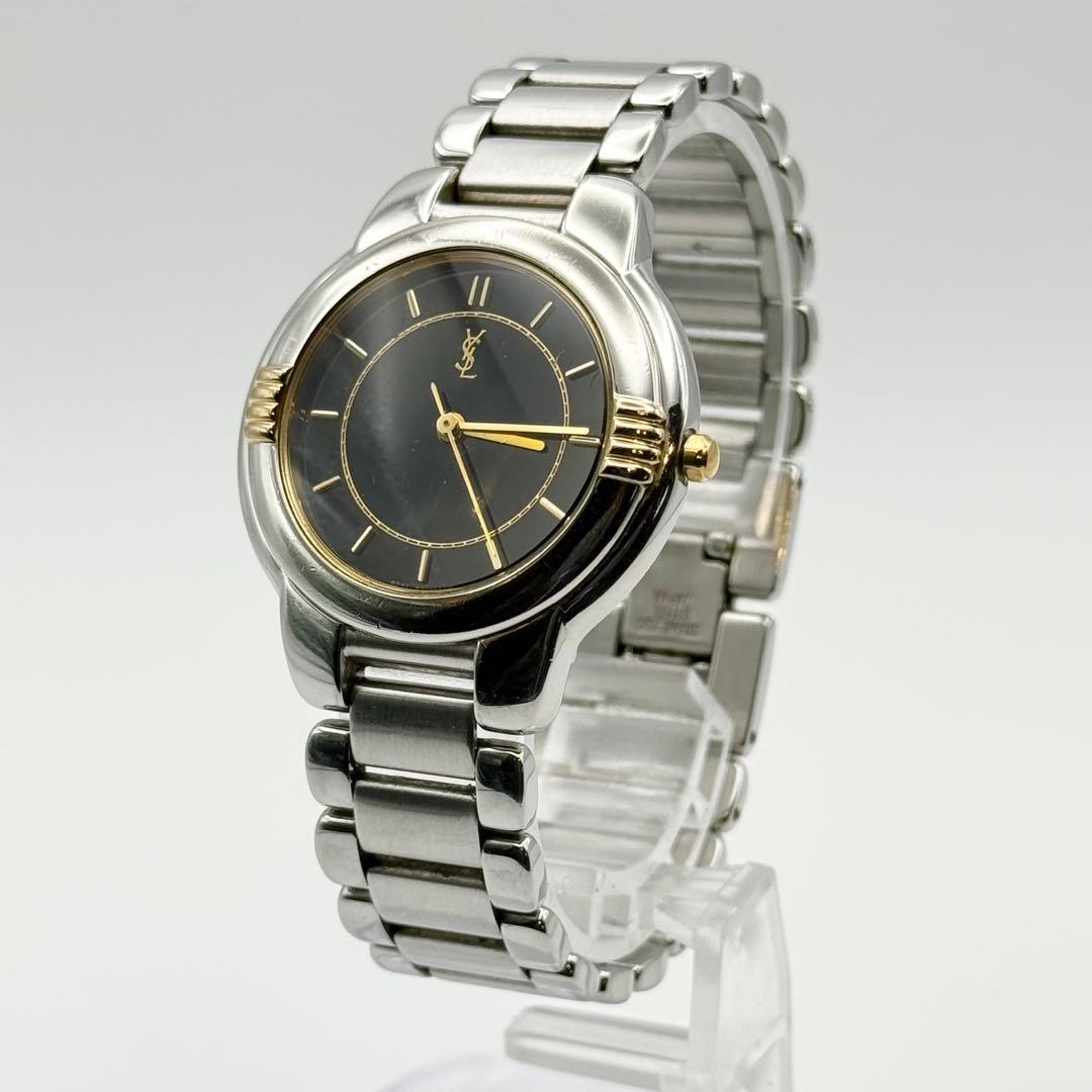 ✨稼働✨サンローラン 腕時計 クォーツ ラウンド コンビ 3針時計