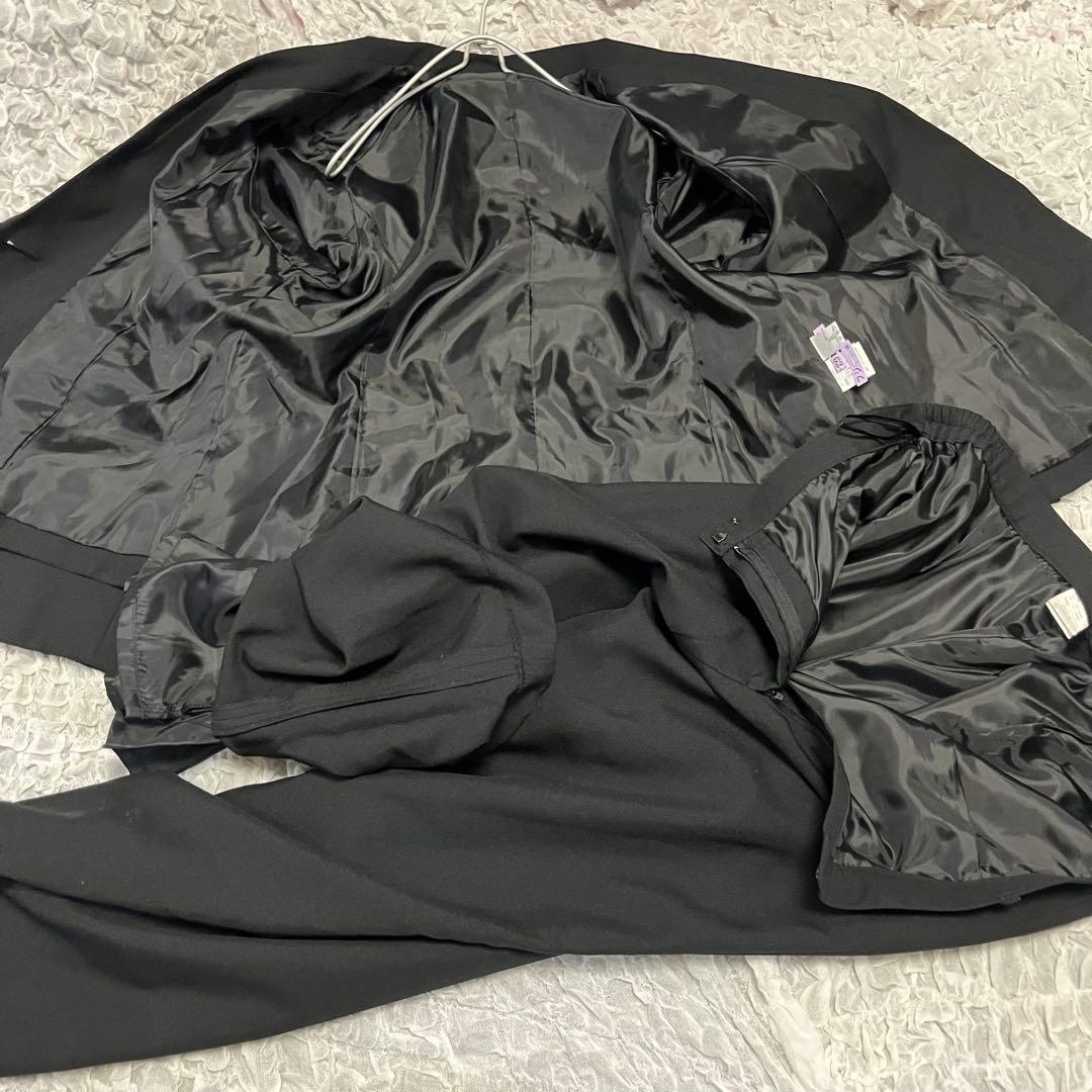 極美品【サンファン】希少 23号 7L 黒 ストレッチ ビジネス パンツ スーツ