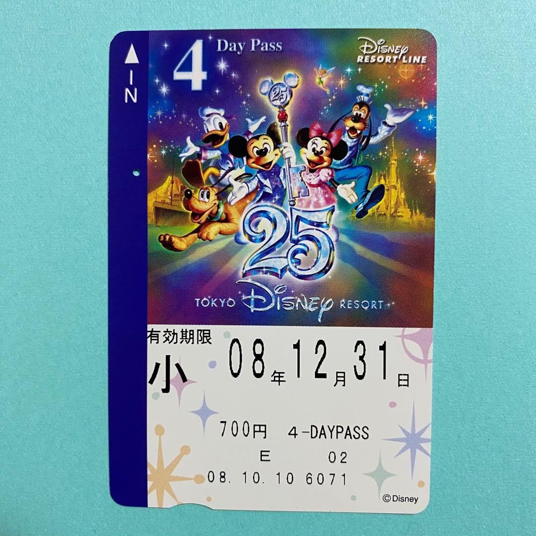 使用済/穴あき Disneyディズニーリゾートライン フリーきっぷ 4DAYパス