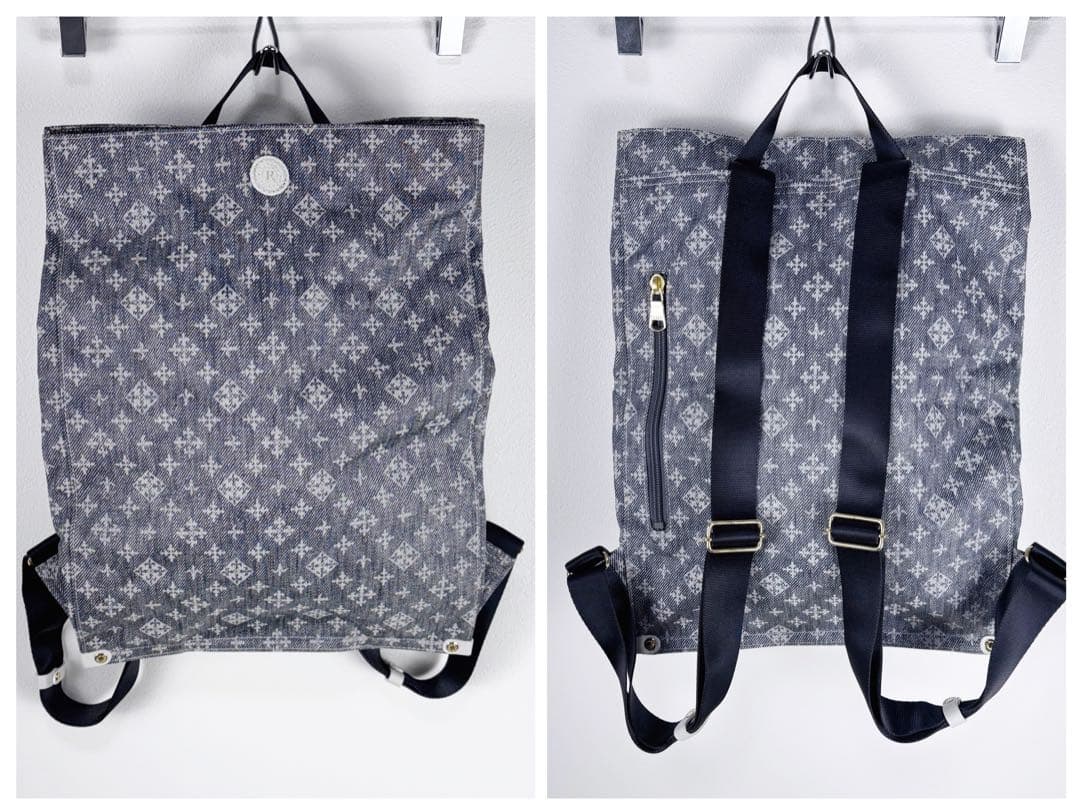 新品タグ有 極美品◇russet 折りたためるデニムプリント リュック