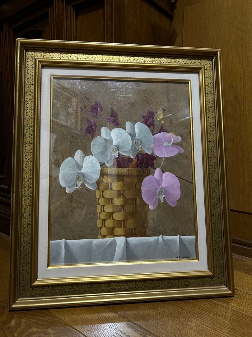古宇田公仁　作品　油絵　籠の蘭 Yahoo!オークション - 真作 油彩 古宇田公仁 『パリの街角』 風土会会