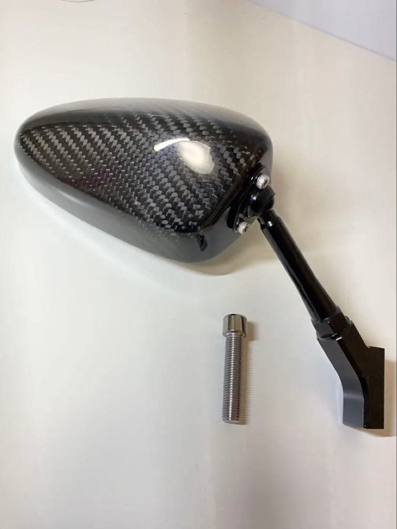 バイク用　カーボンミラー（ブルーミラー） リアルカーボン]特注本物のカーボンミラー楕円/青 ニンジャ250R