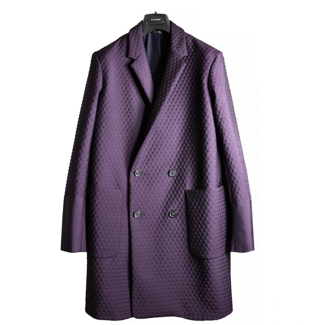 美品・15AWランウェイ】ジルサンダー ダブルチェスターコート エンボス