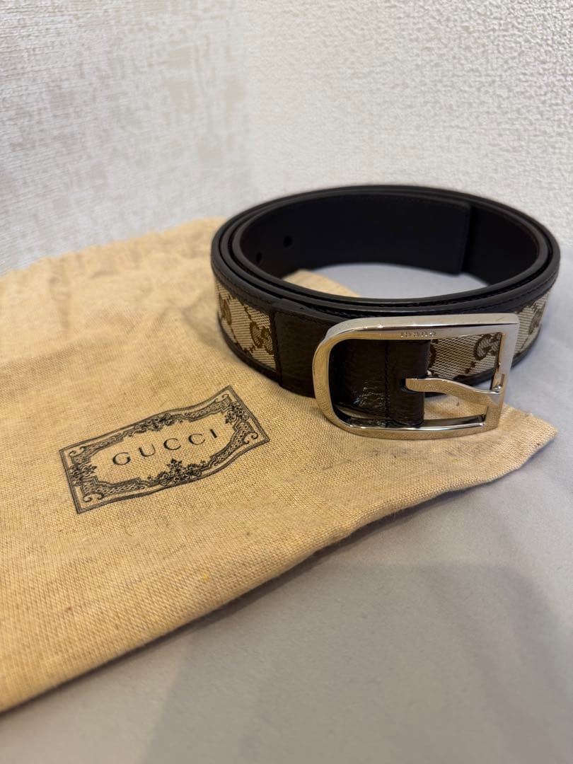 GUCCI GGキャンバス×レザー　(ベージュ×ブラウン) べルト GGキャンバス グッチ GUCCI トートバッグ × レザー ベージュ ブラウン