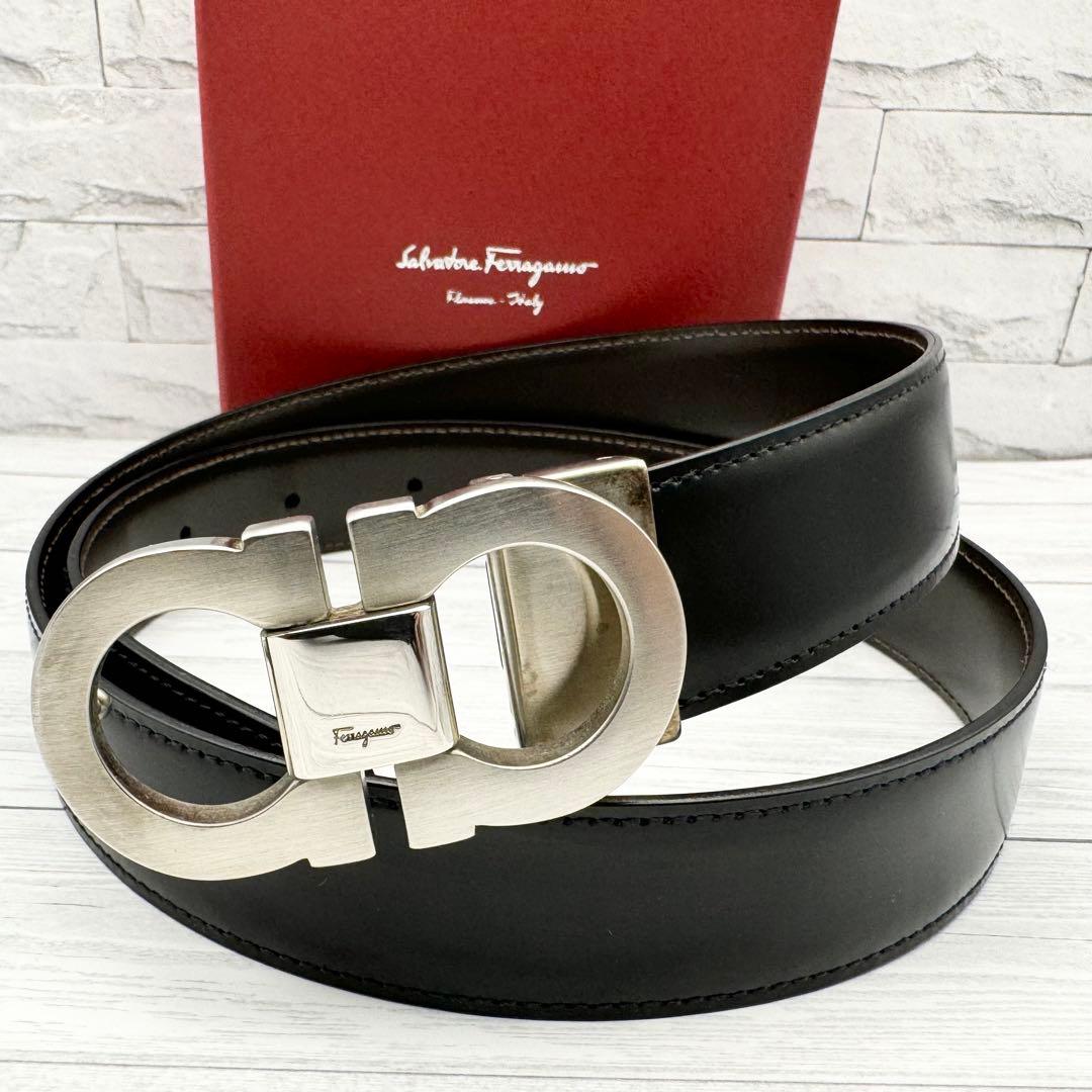 極美品✨】フェラガモ ベルト ダブルガンチーニ ゴールド金具 リバーシブル