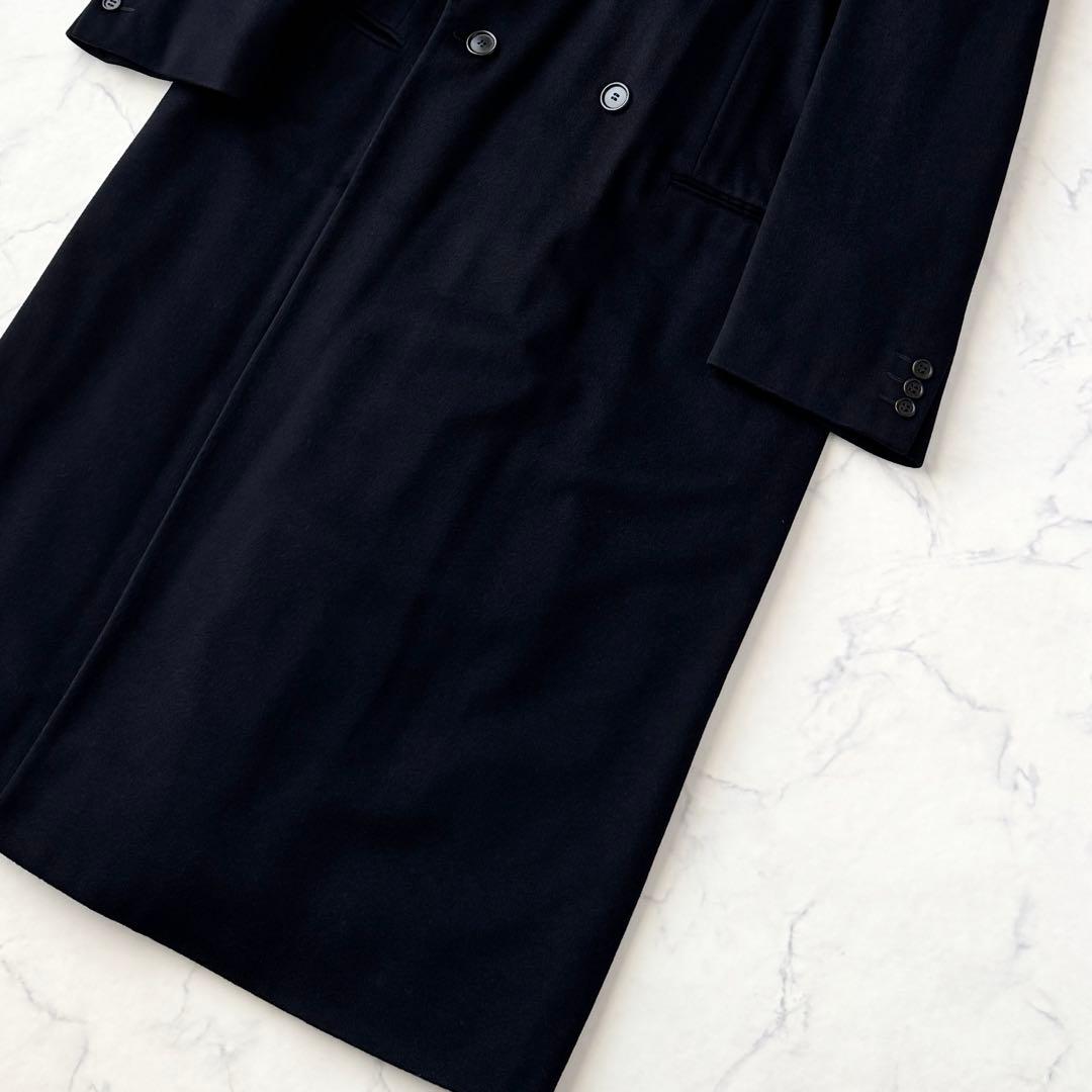 ジョルジオ アルマーニ ダブル ロング チェスター コート 黒 48 XL程