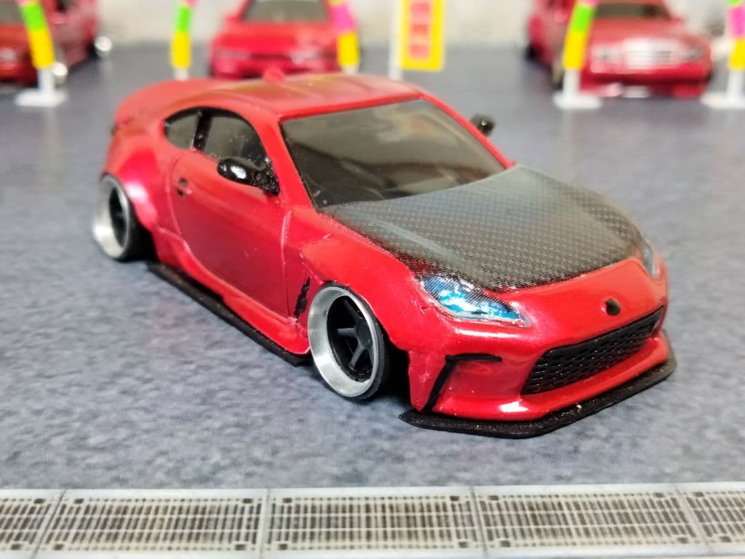 トミカ改造 トヨタ 86 フルエアロ 自作アルミリム d深リム ホット