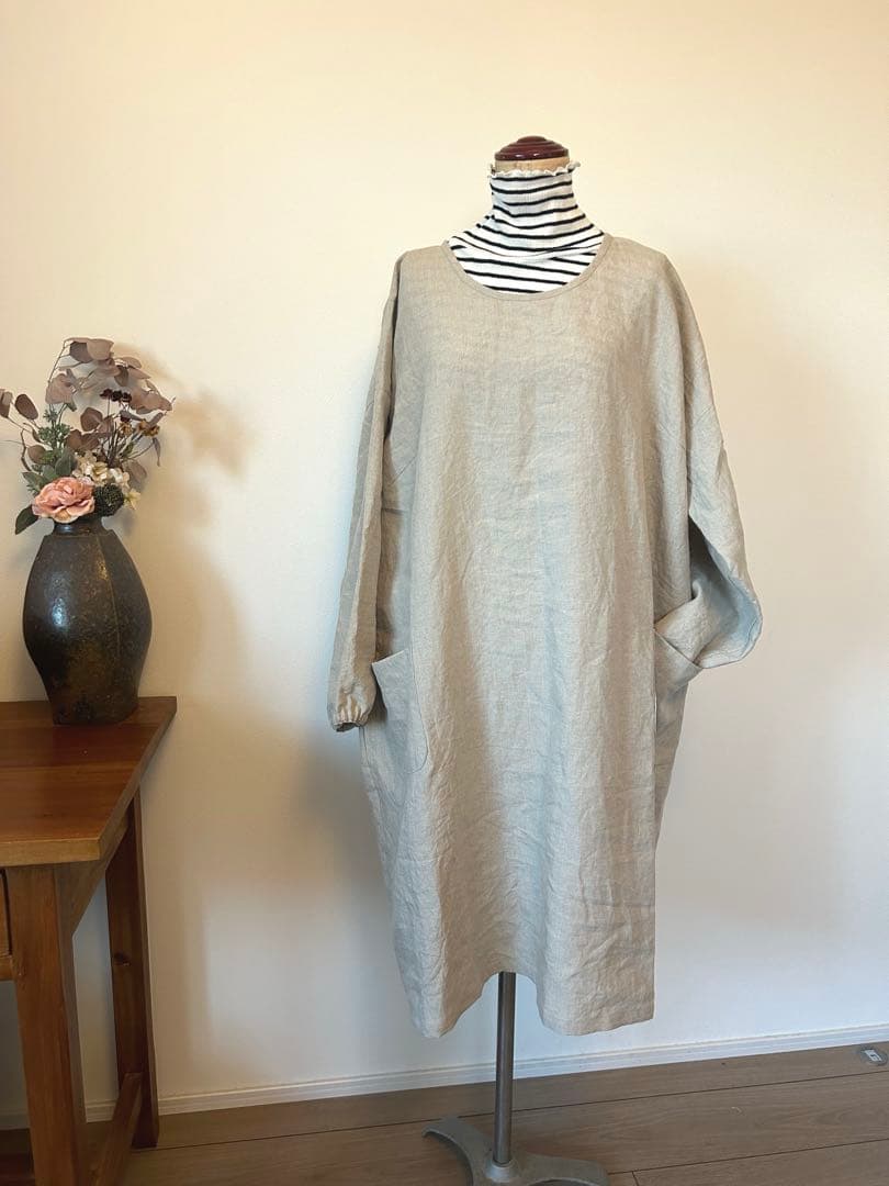 国産リネン100% おしゃれな割烹着 服作り40年の田舎町仕立屋