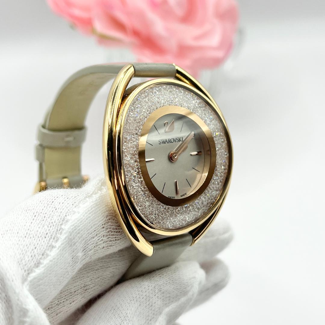 《稼働品》スワロフスキー★クォーツ 腕時計★クリスタルライン★レディース