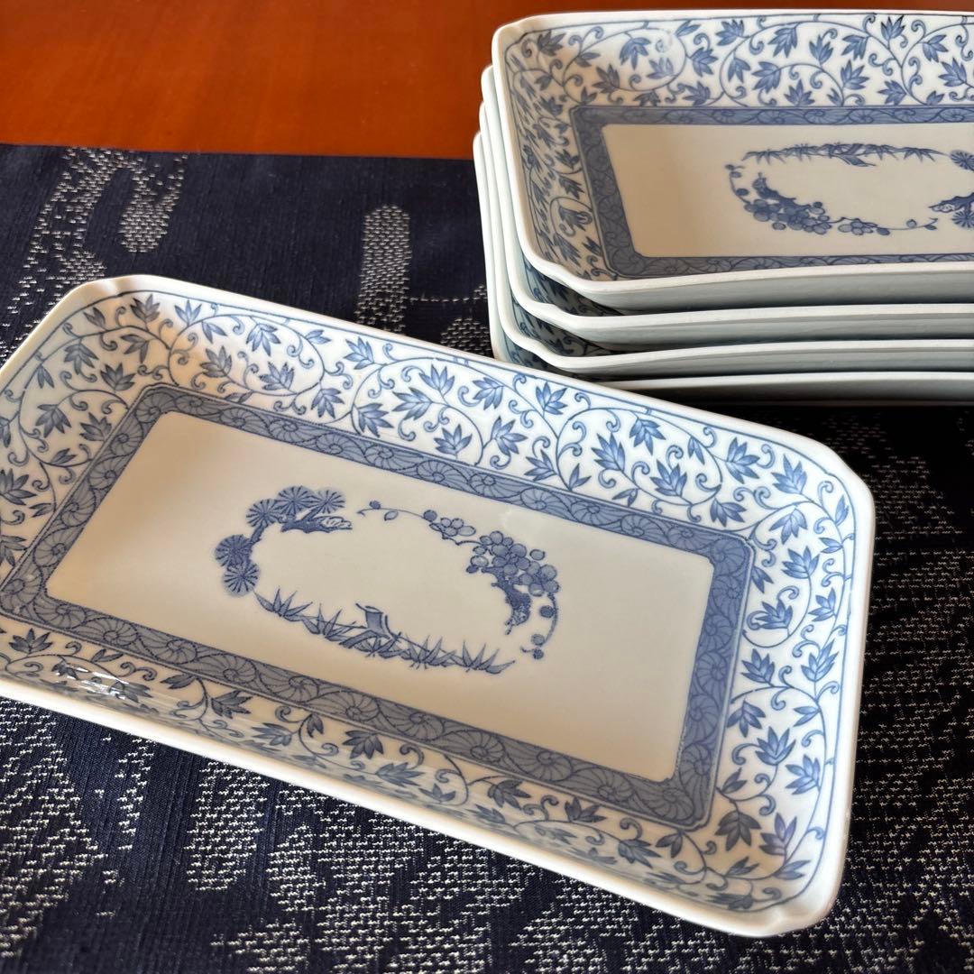 和食器 長角皿 焼物皿 唐草 古染付 三洋陶器 竹斎 - メルカリ