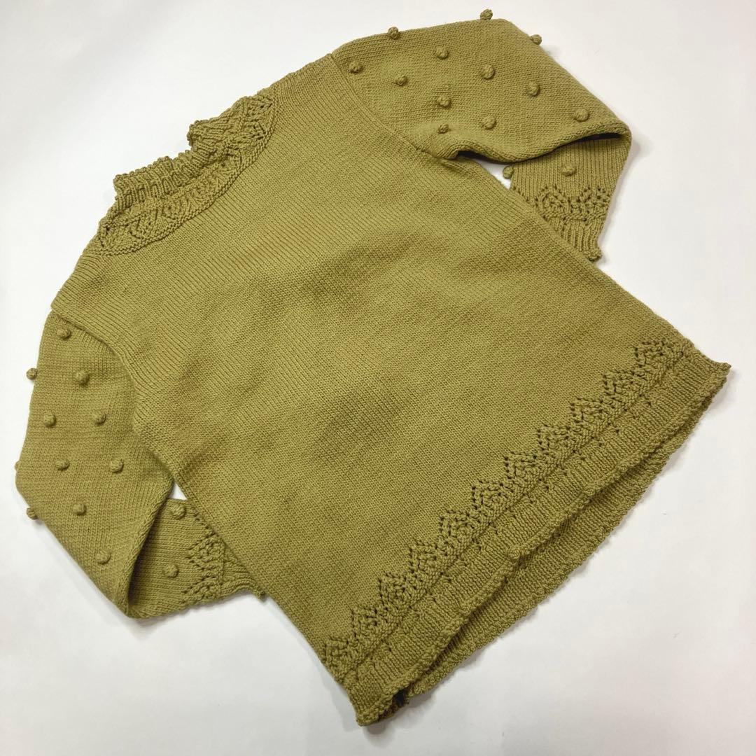 ワンダフルワールド 若草色 くまちゃん編み プルオーバーニット - メルカリ