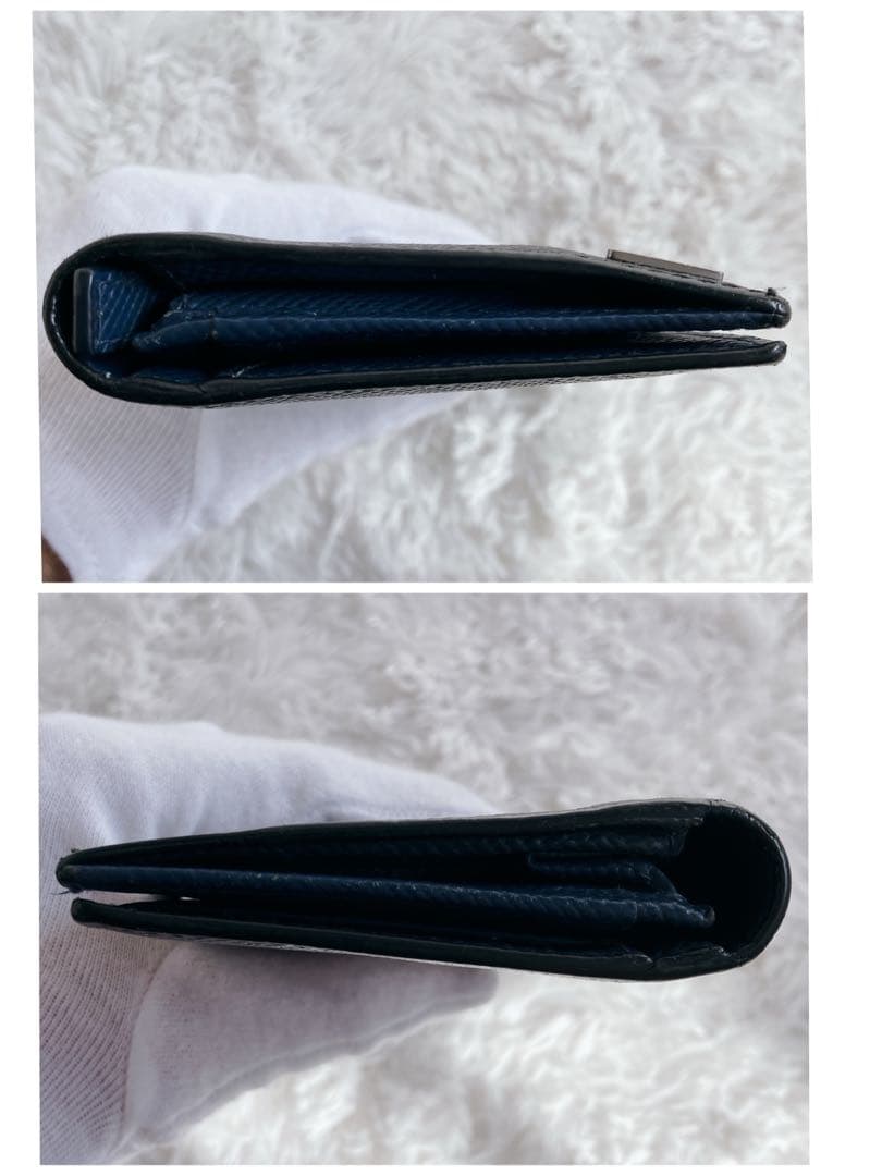 プラダ サフィアーノ 長財布 2MV836レザーバイカラー 黒 青 三角ロゴ