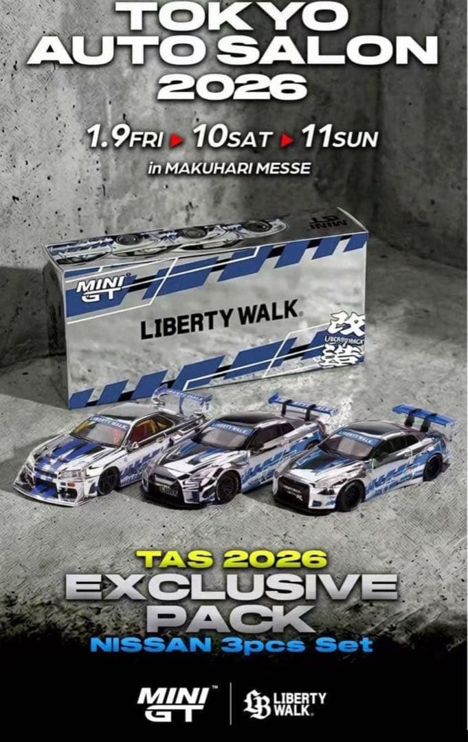 ミニカー MINI GT NISSAN 3pcs Set TAS 2026 Mini GT x Liberty Walk TAS 2026 Exclusive Nissan 3-Piece Set