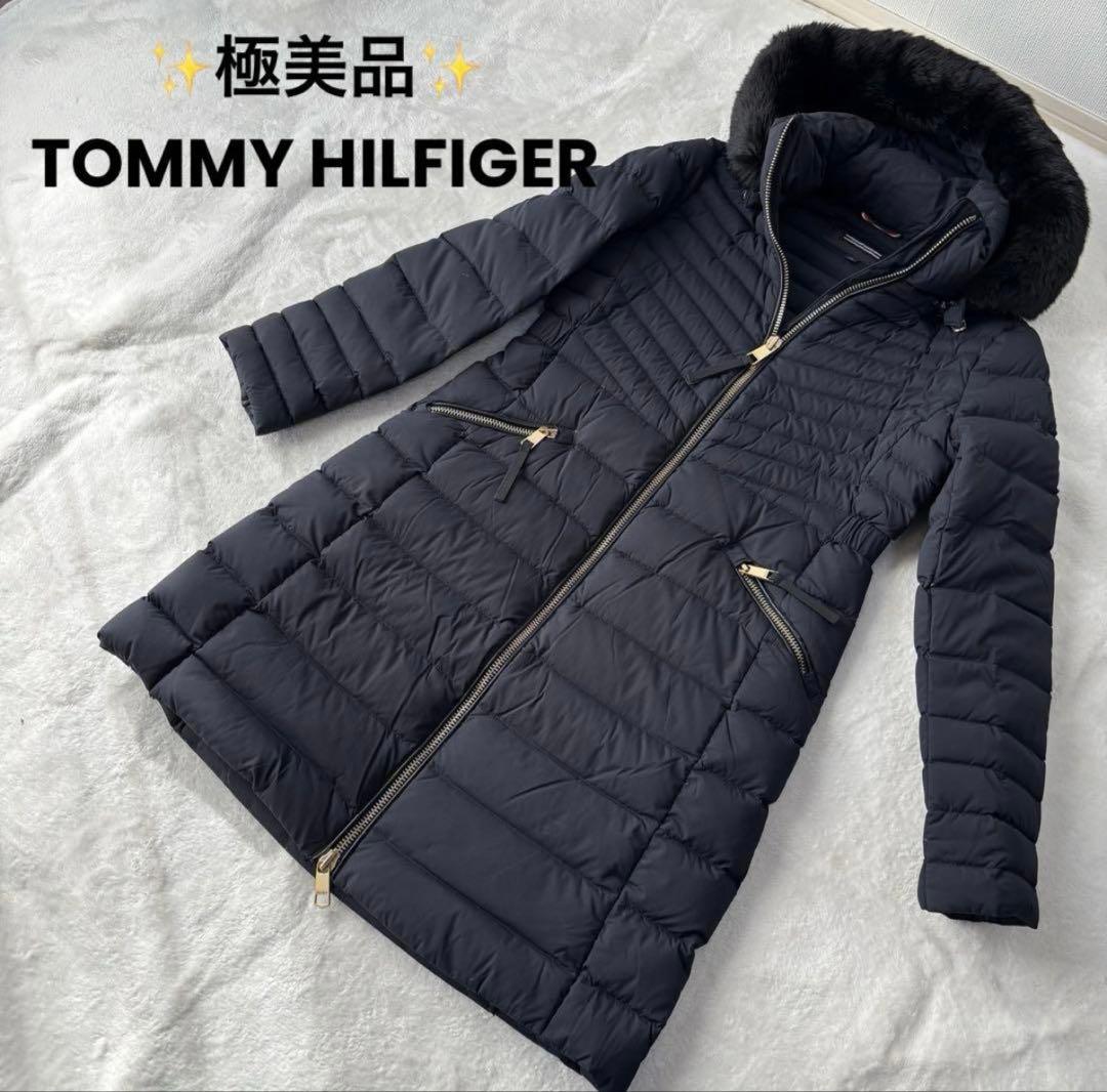 極美品✨トミーヒルフィガー ロングダウンコート ネイビー Mファー