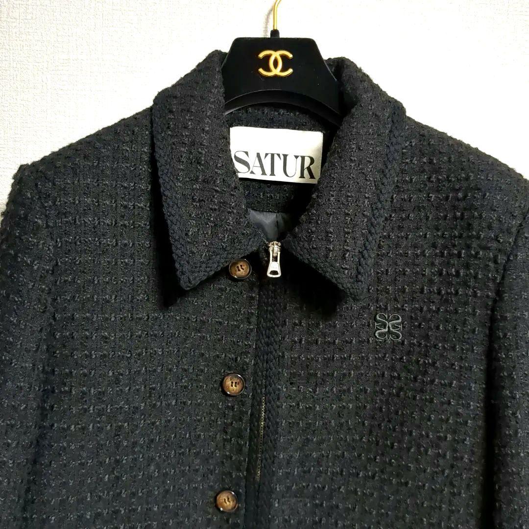 美品 SATUR アーヘン ウール ブレンド カラー ツイード ジャケット M