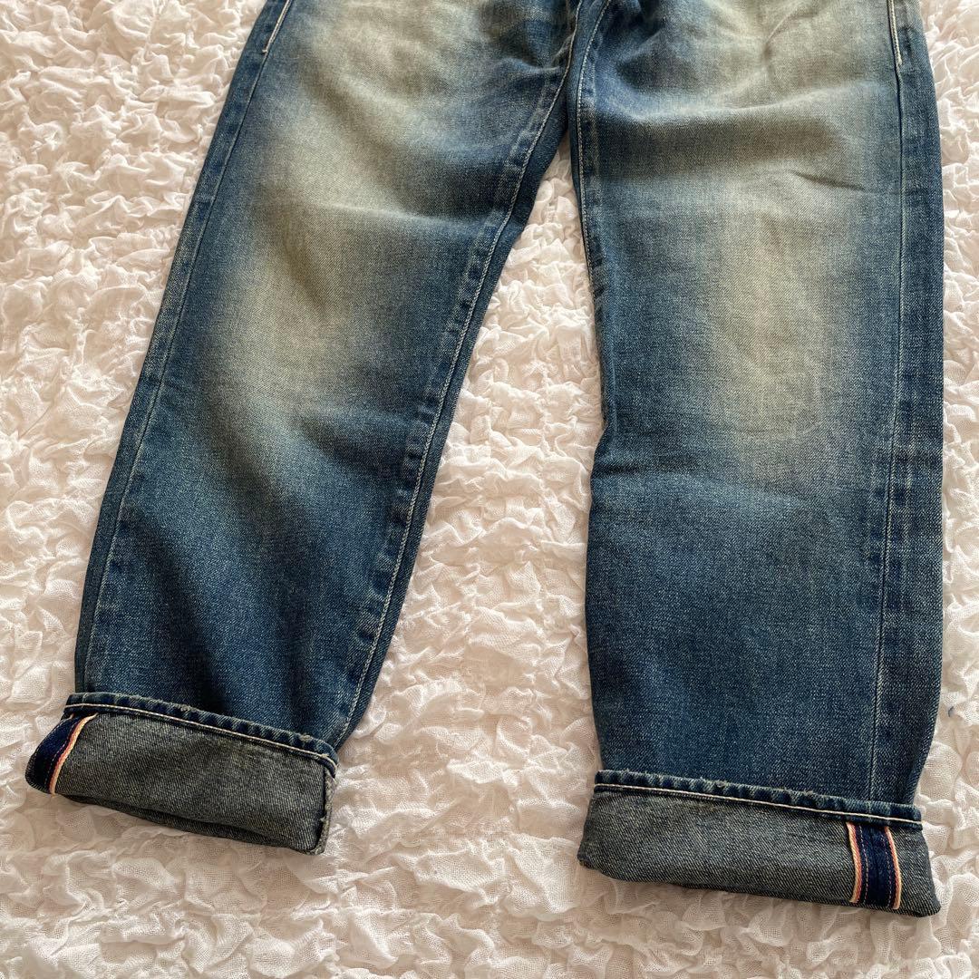 ミナペルホネンalwaysデニムパンツ 大きいサイズ40蝶々 ダメージデニム