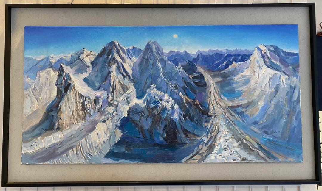 山岳風景 油彩画 黒フレーム付き 楽天市場】油彩画 F6号 広瀬和之「安曇野」 真筆 額入り 額装絵画 油絵