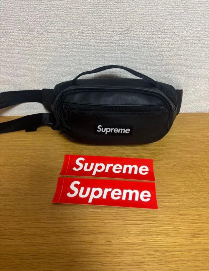 Supreme ブラック ボディバッグ　ウエストバック24AW　レザー Supreme シュプリーム 2024AW Leather Waist Bag レザーウエストバッグ