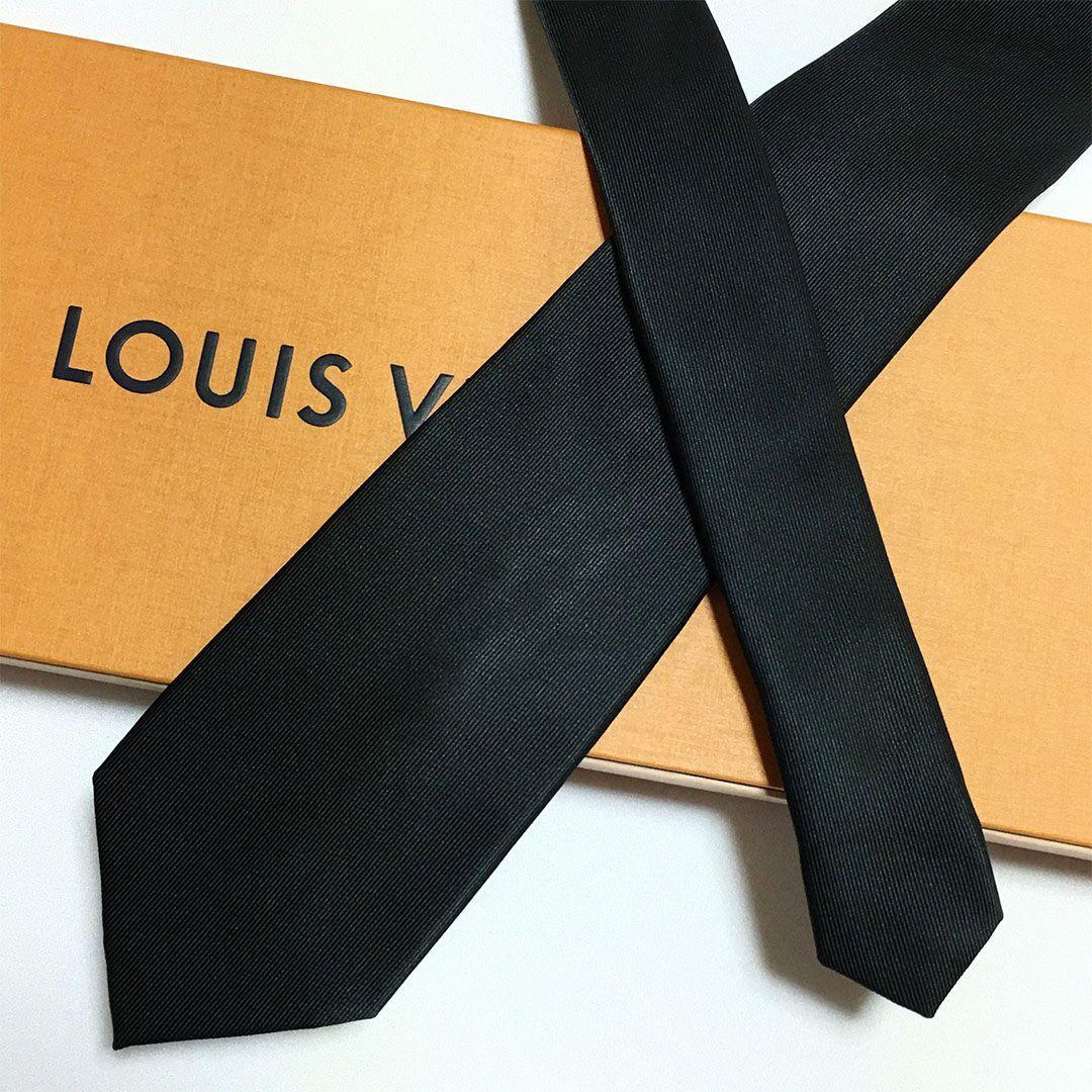 未使用級 ルイヴィトン Louis Vuitton ネクタイ ブラック 無地 - メルカリ
