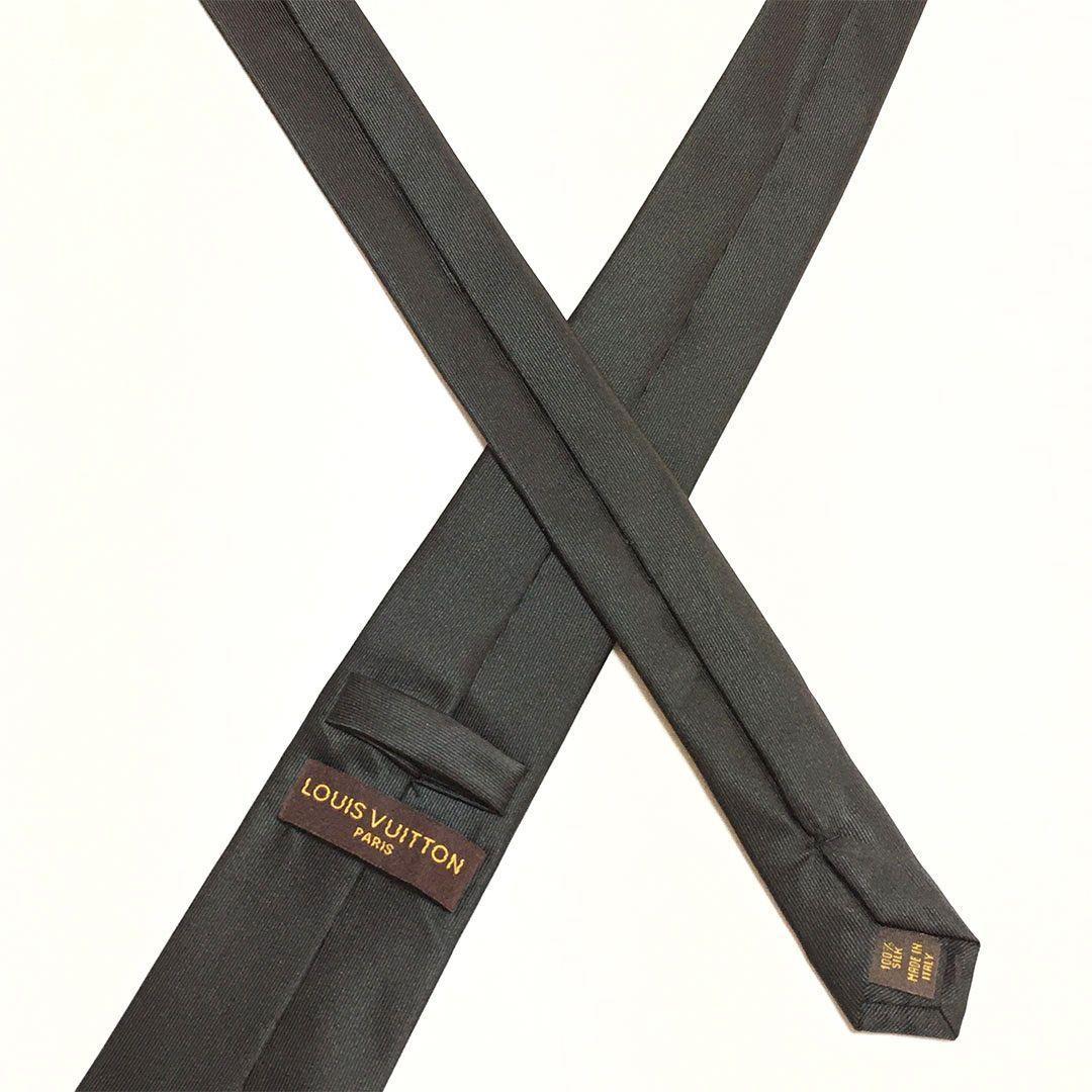 未使用級 ルイヴィトン Louis Vuitton ネクタイ ブラック 無地 - メルカリ