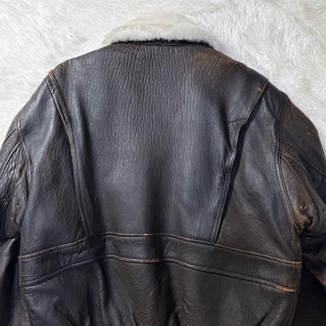 90s vintage G-1 フライトレザージャケット L 襟ボア・中綿入り
