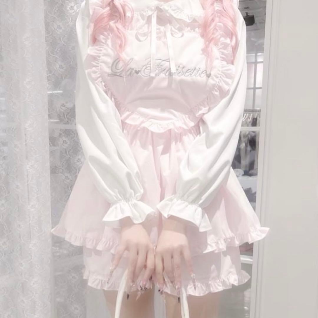 Ank Rouge ハートエプロンセットアップ ピンク メイド 量産型 地雷系