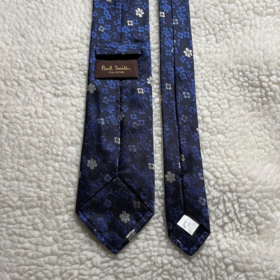 未使用級✨】ポールスミスコレクション 花柄 ジャガード 黒青白 絹