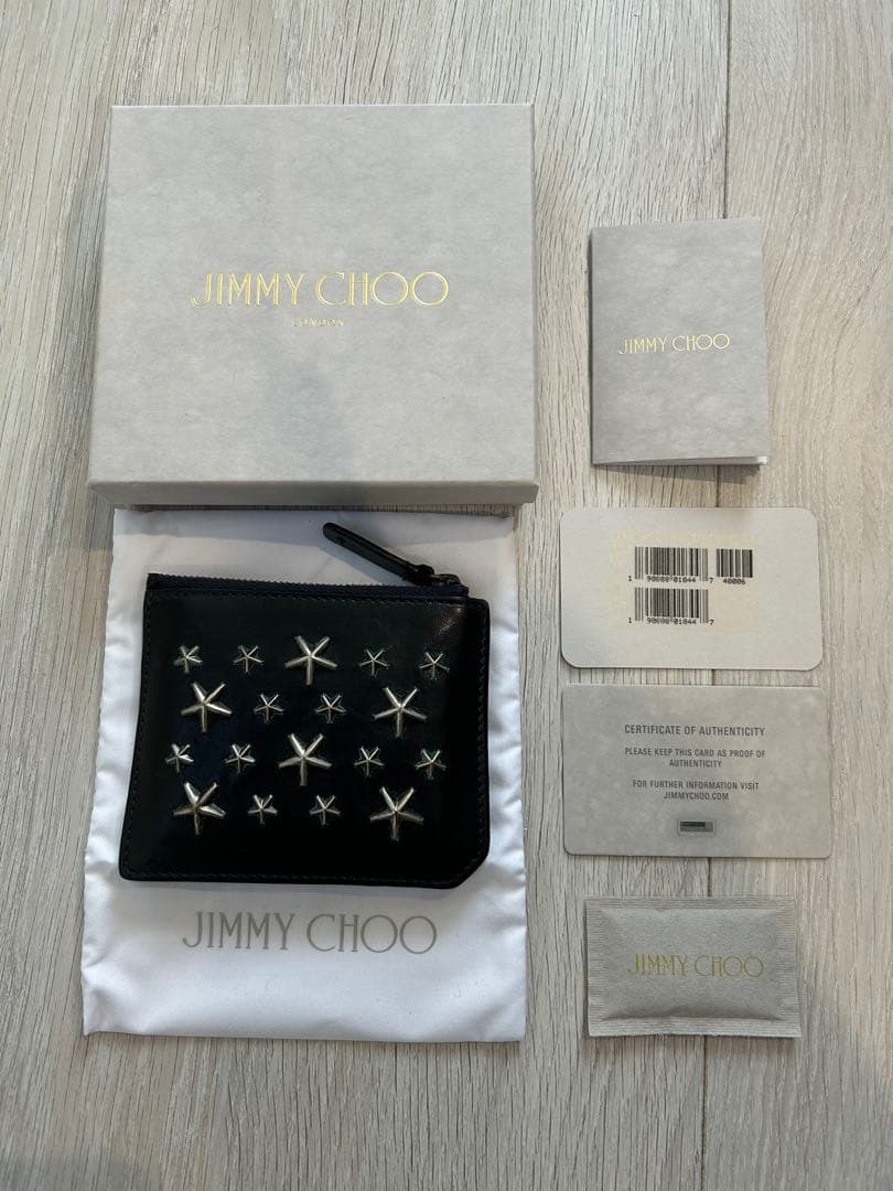 JIMMY CHOO ブラックレザー 財布 カードケース ケース 351222457_1.jpg