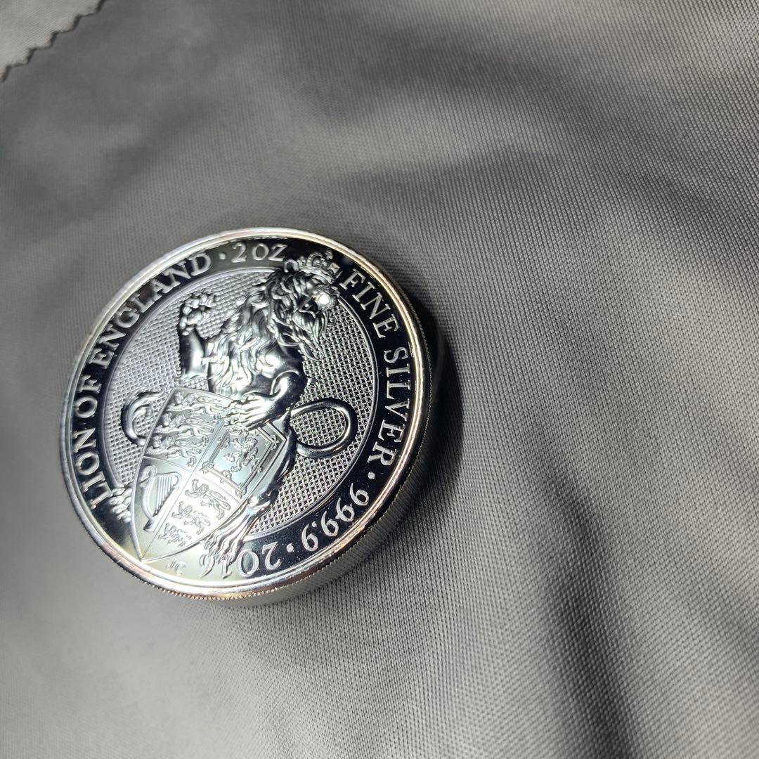 純銀貨 2オンス クイーンズビースト 2016 ライオン・イングランド M3