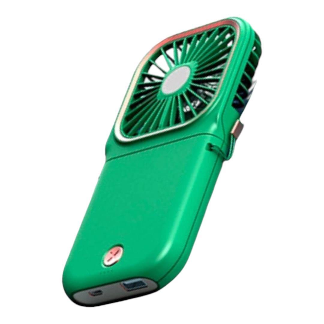 首かけ ハンディファン 充電 モバイルバッテリー 3000mAh グリーン